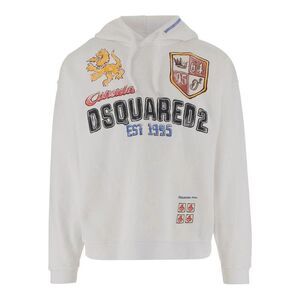 DSQUARED2 Men's Graphic Print Crewneck Sweater Men WHITE Sweaters & Cardigans